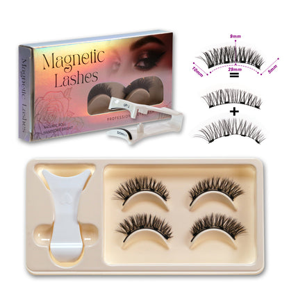 Premium 3D Magnetic Eyelash Kit with Applicator (2 Pairs) | Reusable, Glue-Free & Natural Look