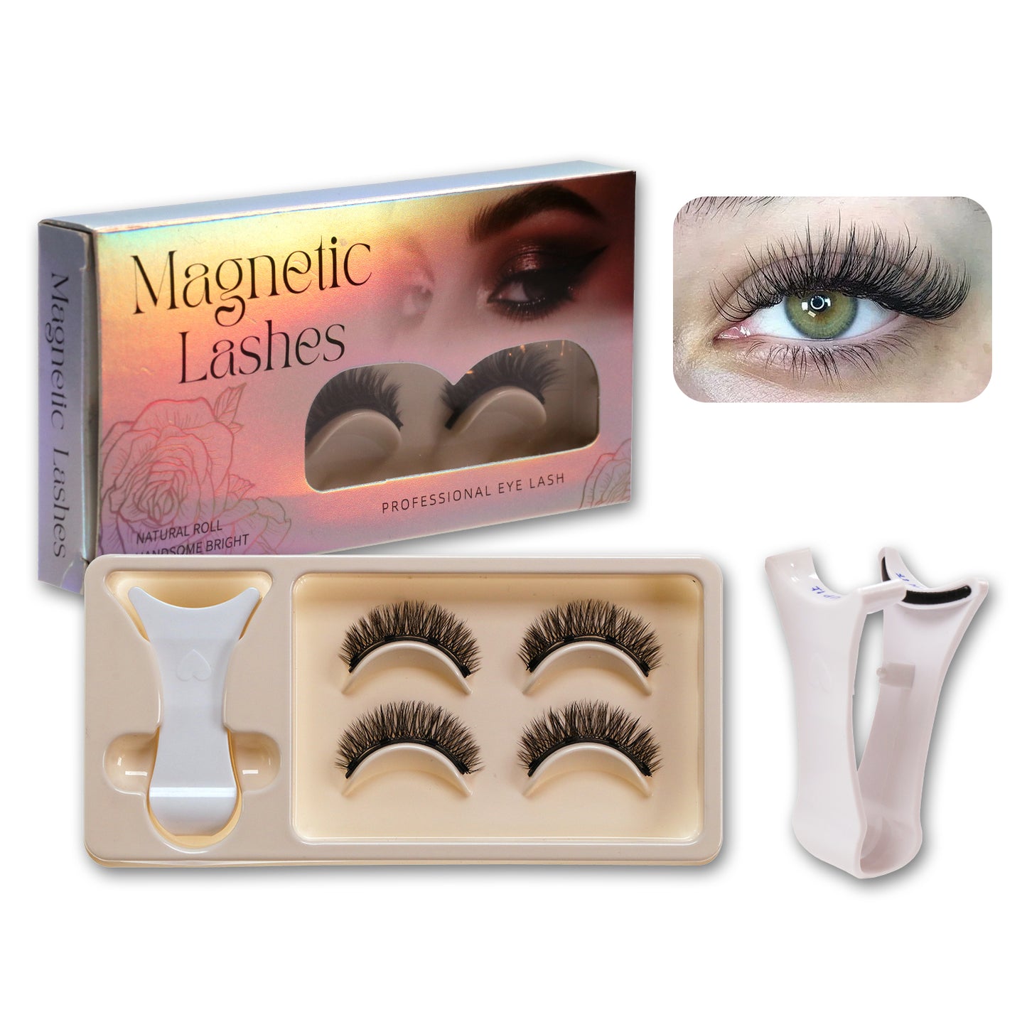 Premium 3D Magnetic Eyelash Kit with Applicator (2 Pairs) | Reusable, Glue-Free & Natural Look