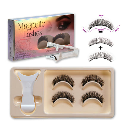 Premium 3D Magnetic Eyelash Kit with Applicator (2 Pairs) | Reusable, Glue-Free & Natural Look