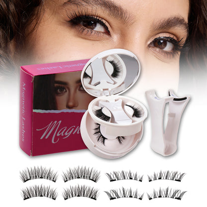 3D Natural Magnetic Eyelashes Kit - No-Glue Reusable Faux Mink Lashes with Mirrored Case (2 Styles) | Beginner Friendly