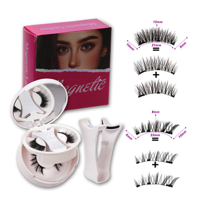 3D Natural Magnetic Eyelashes Kit - No-Glue Reusable Faux Mink Lashes with Mirrored Case (2 Styles) | Beginner Friendly