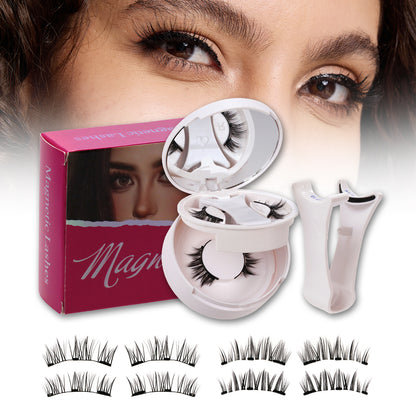 3D Natural Magnetic Eyelashes Kit - No-Glue Reusable Faux Mink Lashes with Mirrored Case (2 Styles) | Beginner Friendly