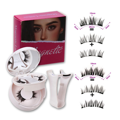 3D Natural Magnetic Eyelashes Kit - No-Glue Reusable Faux Mink Lashes with Mirrored Case (2 Styles) | Beginner Friendly