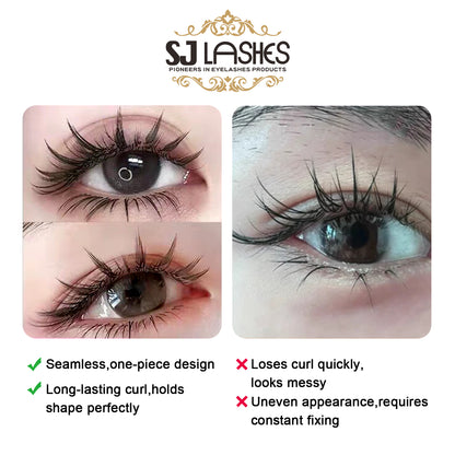 SJLASHES Manga Anime Lash Extensions 0.05mm Ultra Soft Faux Mink Premade Wispy V-Tip Spikes Fox Eye Pixie Texture 10 Rows Mixed Tray