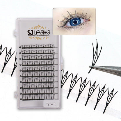 SJLASHES Manga Anime Lash Extensions 0.05mm Ultra Soft Faux Mink Premade Wispy V-Tip Spikes Fox Eye Pixie Texture 10 Rows Mixed Tray