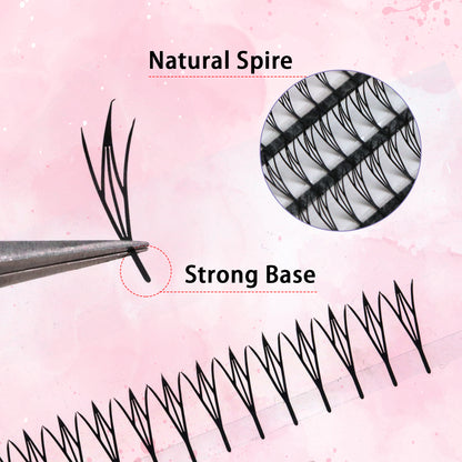 SJLASHES Manga Anime Lash Extensions 0.05mm Ultra Soft Faux Mink Premade Wispy V-Tip Spikes Fox Eye Pixie Texture 10 Rows Mixed Tray