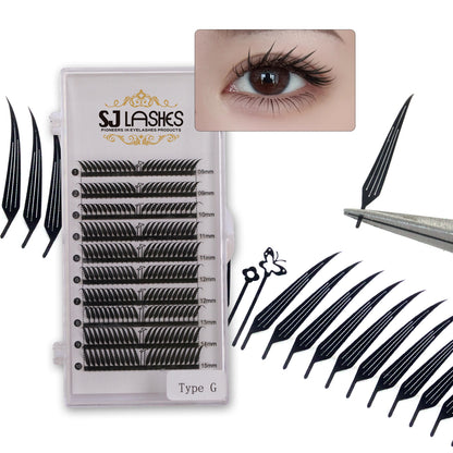 SJLASHES Manga Anime Lash Extensions 0.05mm Ultra Soft Faux Mink Premade Wispy V-Tip Spikes Fox Eye Pixie Texture 10 Rows Mixed Tray