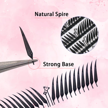 SJLASHES Manga Anime Lash Extensions 0.05mm Ultra Soft Faux Mink Premade Wispy V-Tip Spikes Fox Eye Pixie Texture 10 Rows Mixed Tray