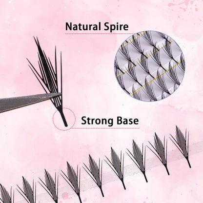 SJLASHES Manga Anime Lash Extensions 0.05mm Ultra Soft Faux Mink Premade Wispy V-Tip Spikes Fox Eye Pixie Texture 10 Rows Mixed Tray