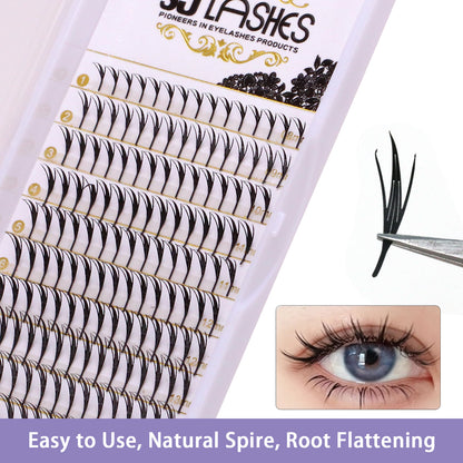 SJLASHES Manga Anime Lash Extensions 0.05mm Ultra Soft Faux Mink Premade Wispy V-Tip Spikes Fox Eye Pixie Texture 10 Rows Mixed Tray