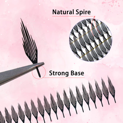 SJLASHES Manga Anime Lash Extensions 0.05mm Ultra Soft Faux Mink Premade Wispy V-Tip Spikes Fox Eye Pixie Texture 10 Rows Mixed Tray