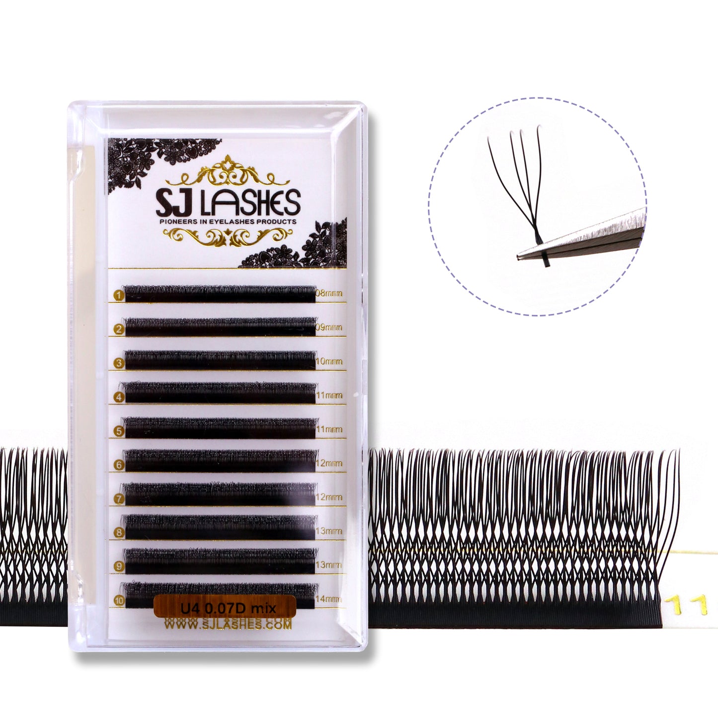YY and W Shaped Eyelash Extensions Premium Matte Black 4D 5D Clover Volume Lashes 0.07mm D Curl Mixed Tray
