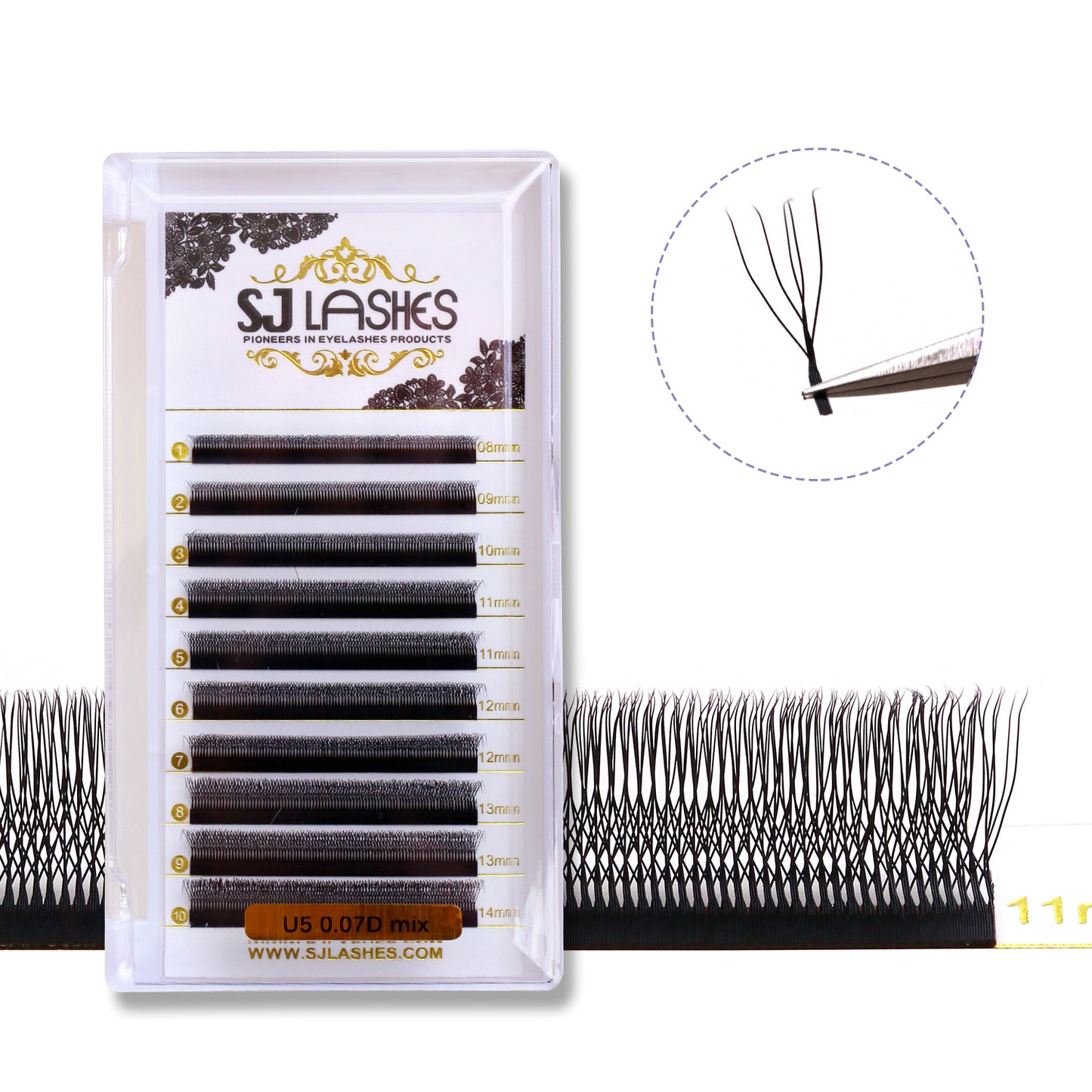 YY and W Shaped Eyelash Extensions Premium Matte Black 4D 5D Clover Volume Lashes 0.07mm D Curl Mixed Tray