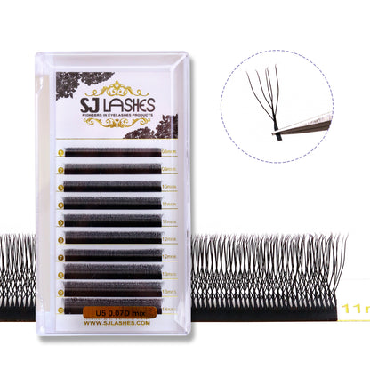 YY and W Shaped Eyelash Extensions Premium Matte Black 4D 5D Clover Volume Lashes 0.07mm D Curl Mixed Tray