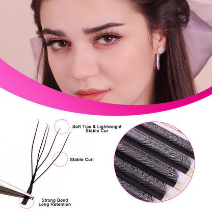 YY and W Shaped Eyelash Extensions Premium Matte Black 4D 5D Clover Volume Lashes 0.07mm D Curl Mixed Tray