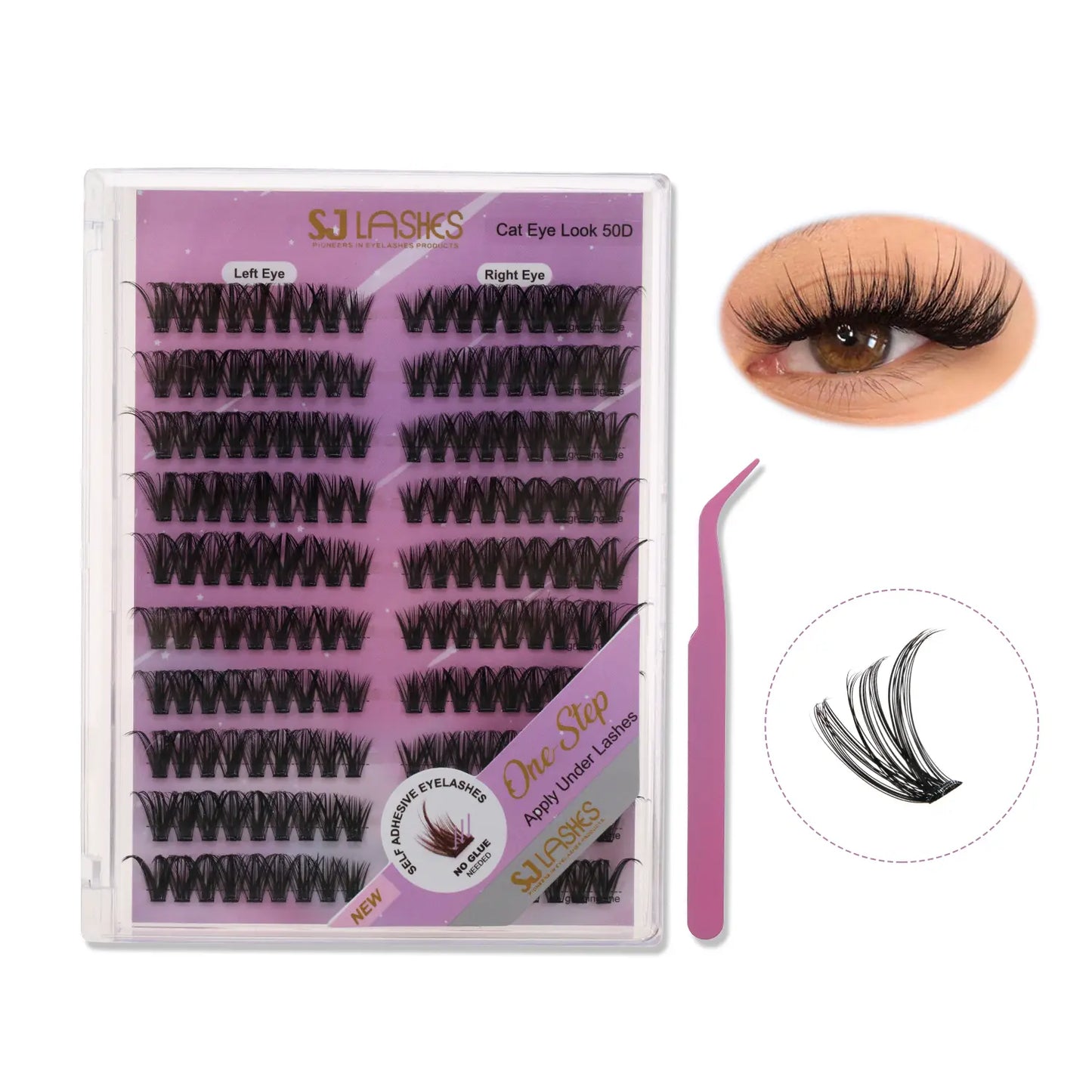 Foxy Eye Volume 50D Press-On Cluster Lash Kit