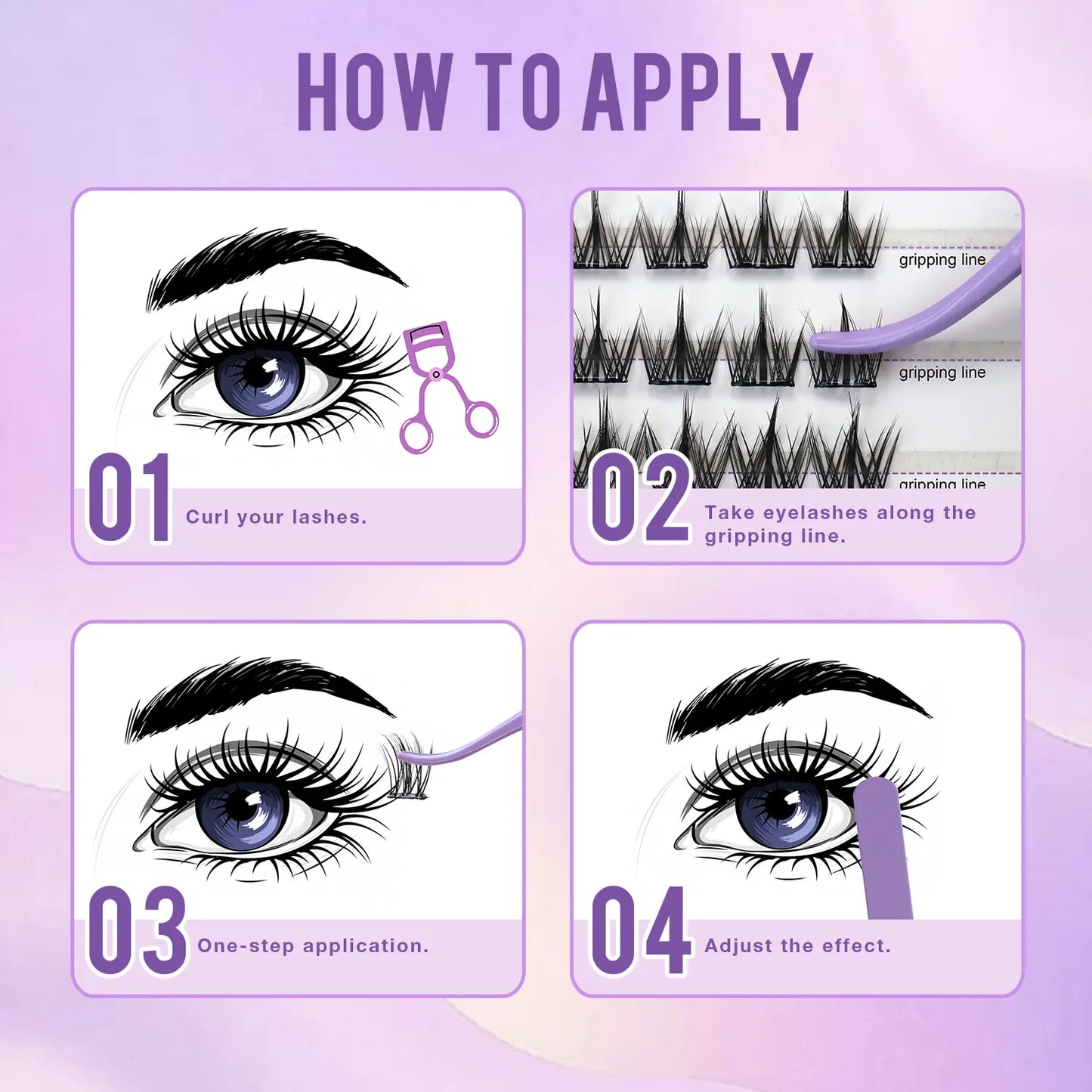 Everyday Classic Eyelashes Set (Glue-Free DIY, Natural Crisscross Texture, 3D Wispy)