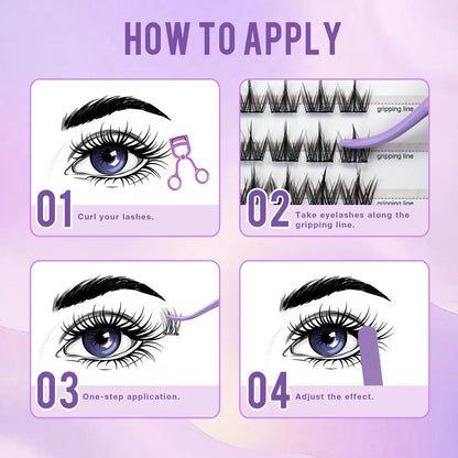 Everyday Classic Eyelashes Set (Glue-Free DIY, Natural Crisscross Texture, 3D Wispy)