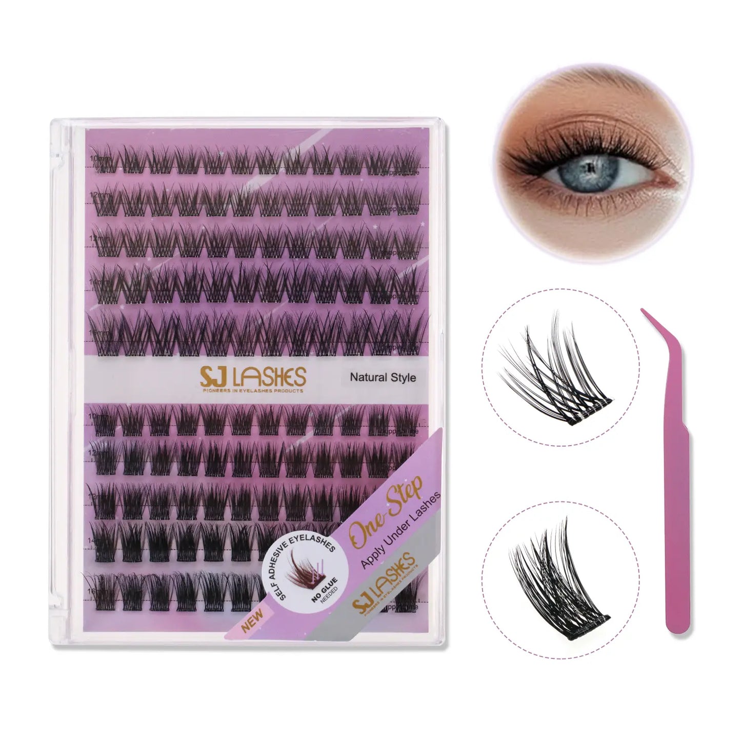 Everyday Classic Eyelashes Set (Glue-Free DIY, Natural Crisscross Texture, 3D Wispy)