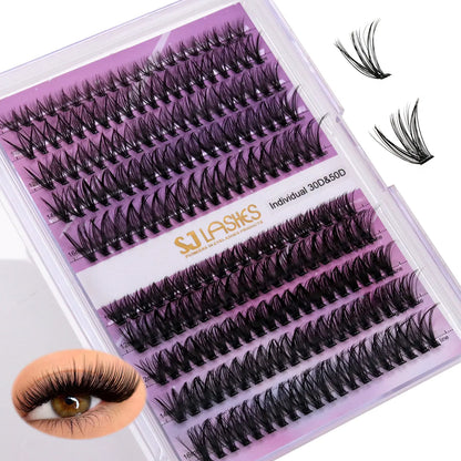 Pro Hybrid 30/50 Cluster Eyelashes Set (Glue-Free DIY Kit)