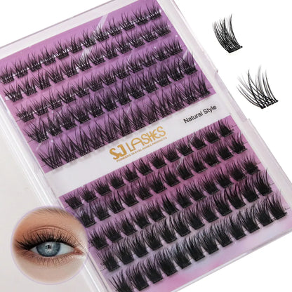 Everyday Classic Eyelashes Set (Glue-Free DIY, Natural Crisscross Texture, 3D Wispy)
