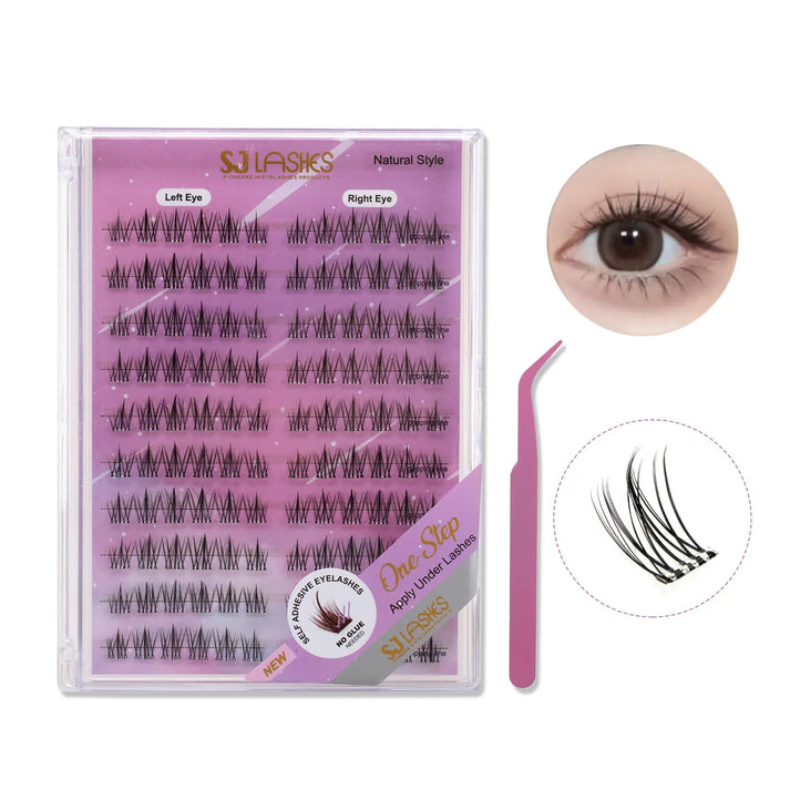 Sjlashesshop Classic Natural Look Press-On Cluster Lash Kit