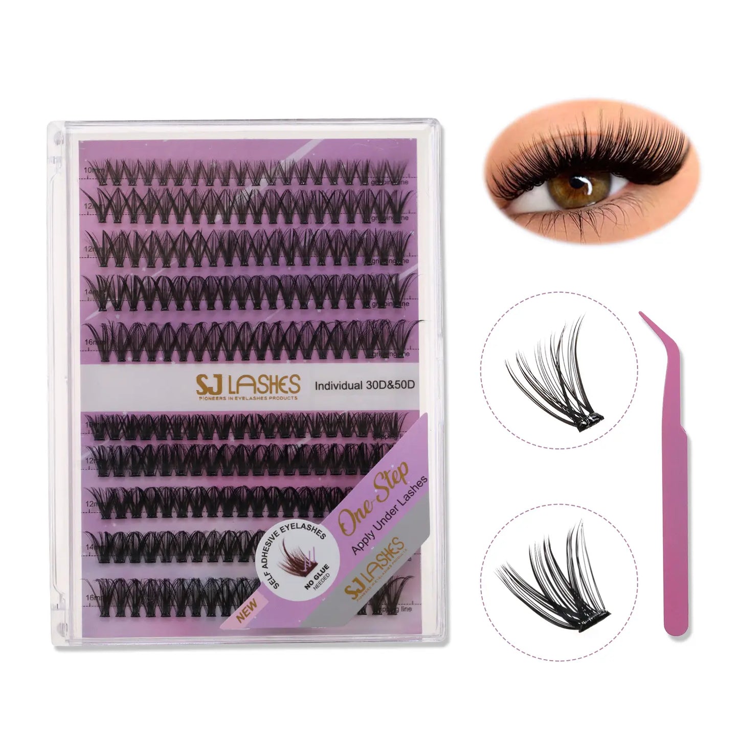 Pro Hybrid 30/50 Cluster Eyelashes Set (Glue-Free DIY Kit)