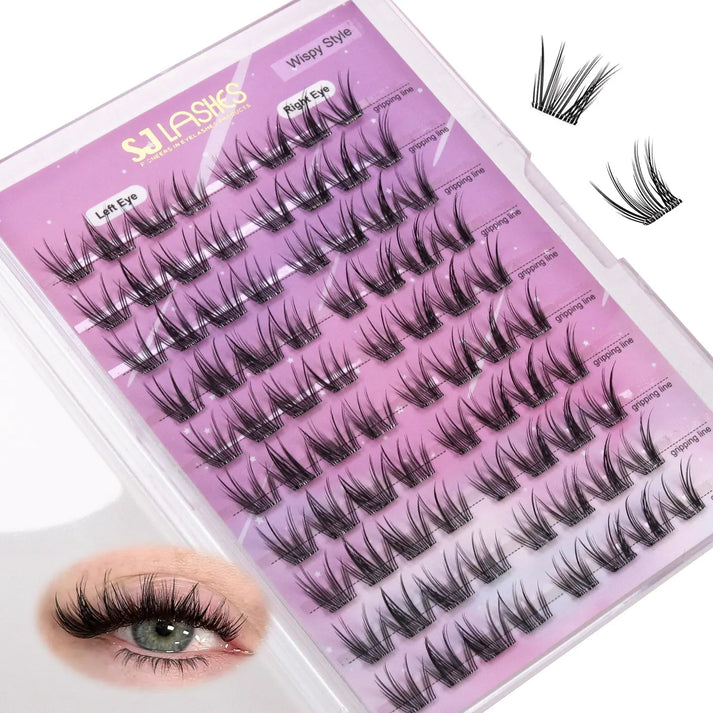 Sjlashesshop Wispy Hybrid Press-On Cluster Lash Kit