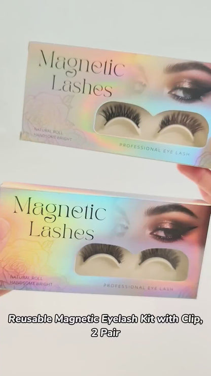 Premium 3D Magnetic Eyelash Kit with Applicator (2 Pairs) | Reusable, Glue-Free & Natural Look