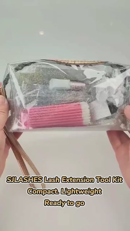 SJ LASHES Eyelash Extension Kit - Complete Faux Mink 3D Lash Practice Set for Beginners & Pros with Premium Glue Remover Tweezers & More - Flawless, Makeup