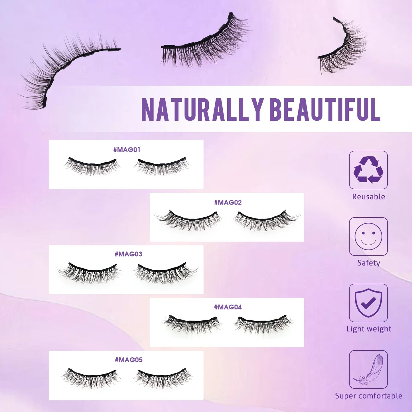 The Barely-There Featherlight Magnetic Set (5 Pairs Full Eye)– Luxury Pro Black Edition