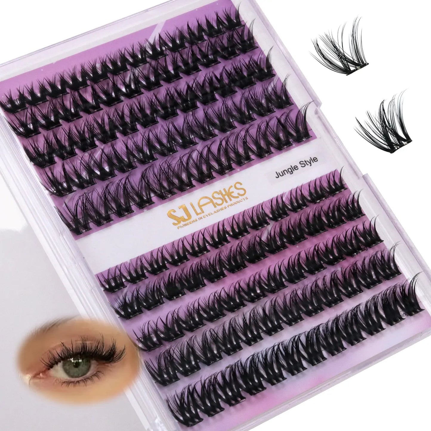 Kit de cílios postiços SJLASHES Wet Look Definition Cluster (aplicação sem cola, textura em formato de V)