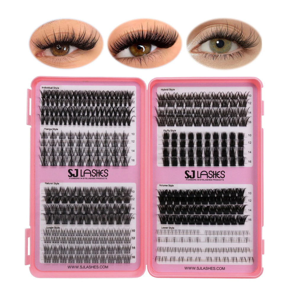 sjlashesshop Total Eye Transformation DIY Cluster Lashes (Upper &amp; Lower, 7 Eyelook Styles)