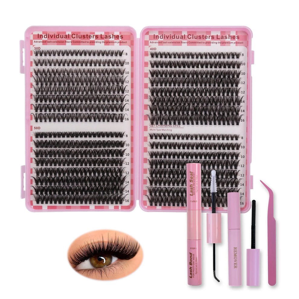 Sjlashesshop Classic Everyday Volume Cluster Lashes Kit (30D-50D Essential DIY Lashes)